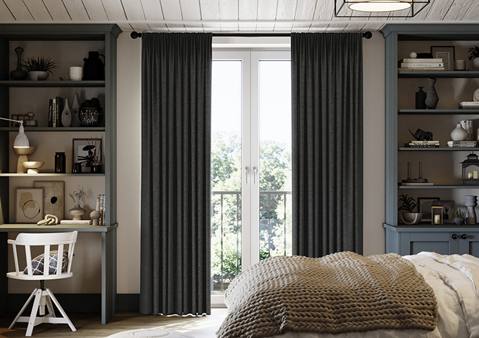 Hampshire (Blackout) Pencil Pleat, Anthracite - Ready Made Curtains - Image 3